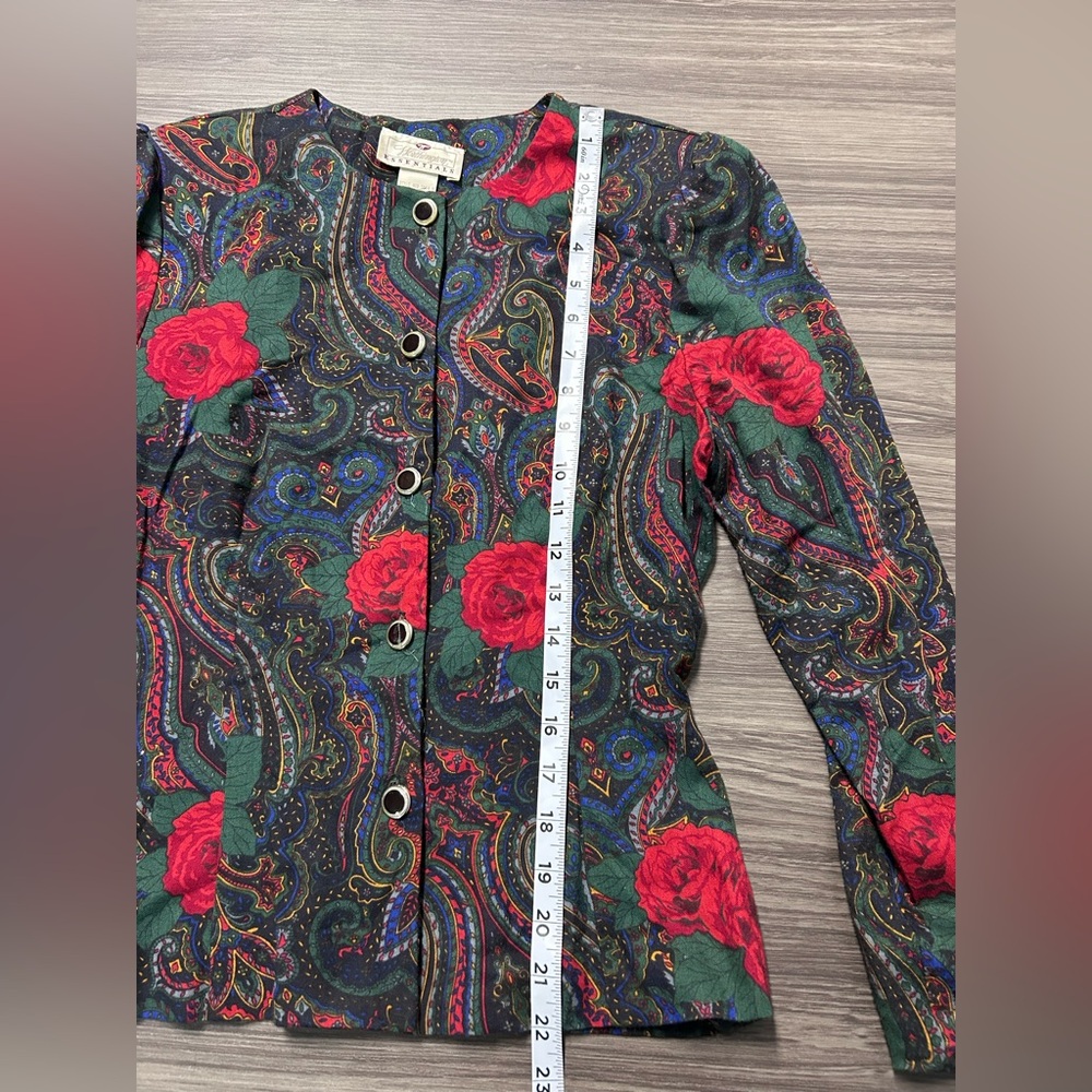 Vintage Worthington Essentials 2 PC Suit Paisely Print with Roses Size 6P - Picture 3 of 12